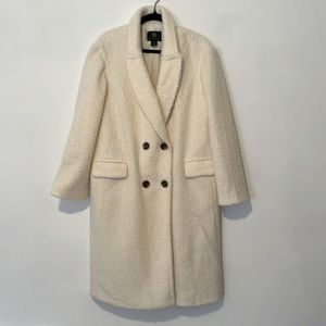 Cozy cream boucle long double breasted coat